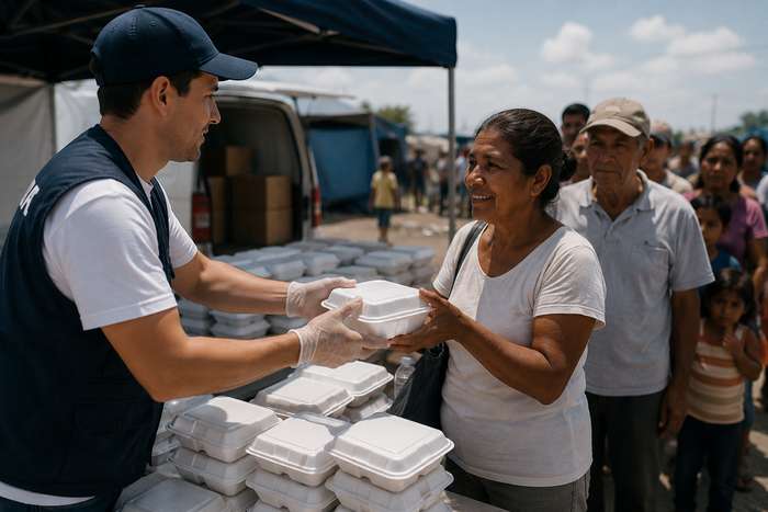 Humanitarian meal distribution to community members