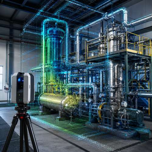 3D laser scanner digitizing industrial process plant