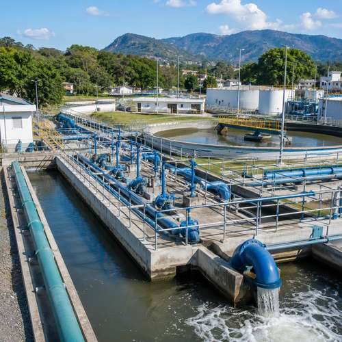 Water treatment plant with pumping infrastructure