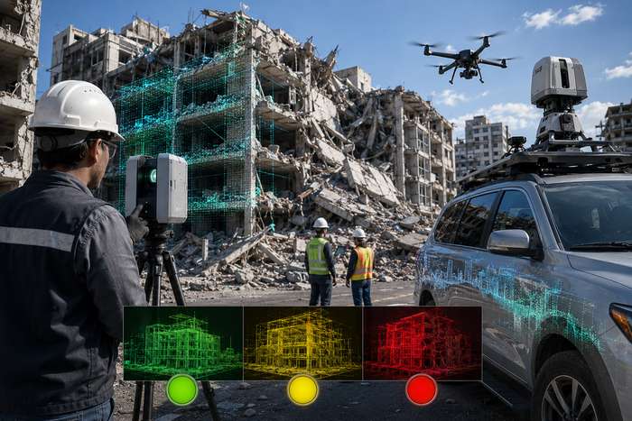 Post-earthquake structural assessment with 3D scanner drone and mobile scanning vehicle