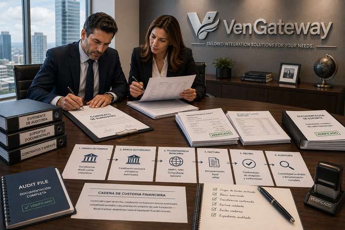 Financial traceability documentation with VenGateway branding and audit files
