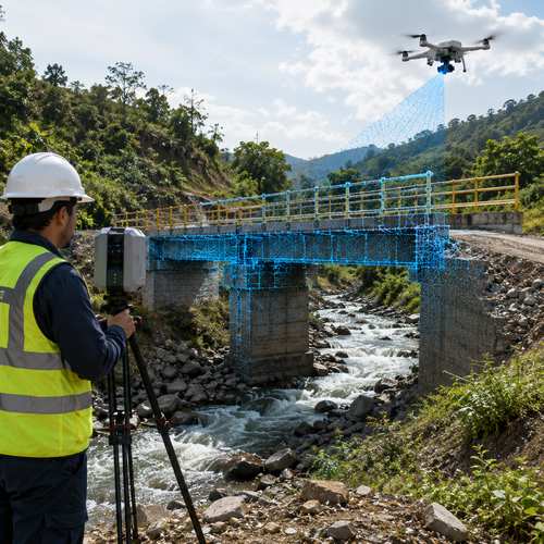 3D scanning of bridge infrastructure with drone and laser scanner